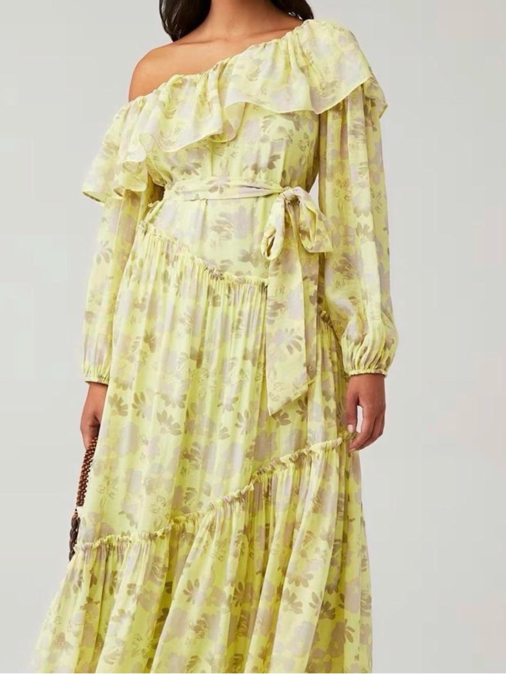 ASTR the label Kaylani Floral Yellow Maxi Dress Off Shoulder | Size XS
